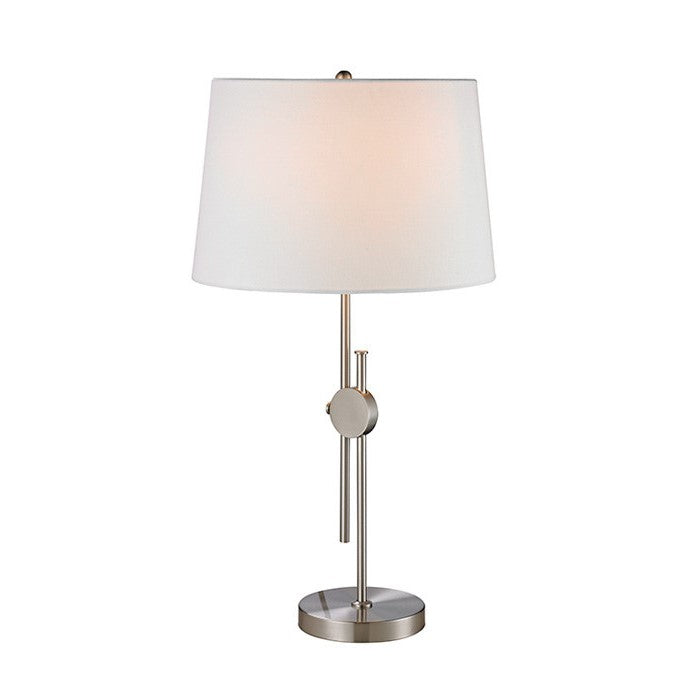 ASHLEY luminaire lampe de table nickel brossé et abat-jour blanc LL1022 | Luminaire Plus.ca