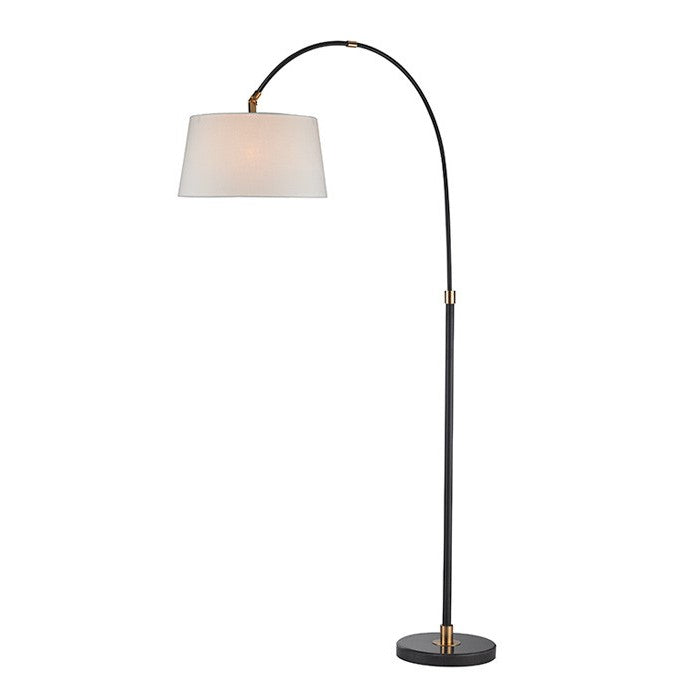 SAVANNAH lampe de plancher noir et doré avec abat-jour blanc LL1270