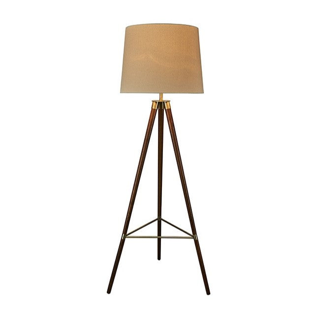 TAYLOR lampe de plancher effet bois et doré avec abat-jour beige LL1372