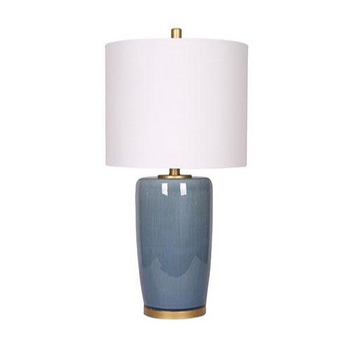 KATHRYN lampe de table bleu, doré et abat-jour blanc LL1651 | Luminaire Plus.ca