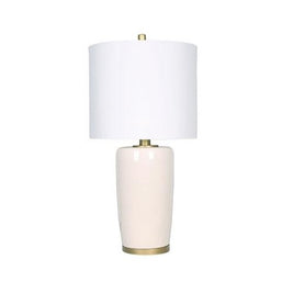KATHRYN lampe de table beige, doré et abat-jour blanc LL1652 | Luminaire Plus.ca