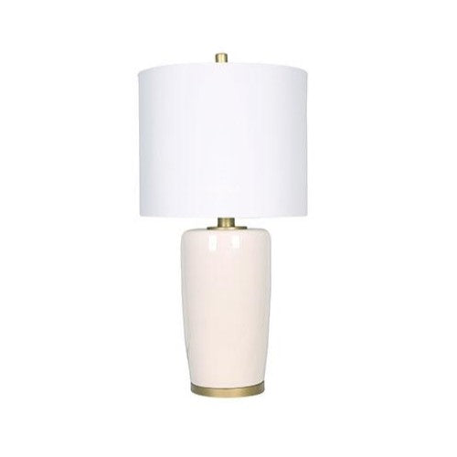 KATHRYN lampe de table beige, doré et abat-jour blanc LL1652 | Luminaire Plus.ca