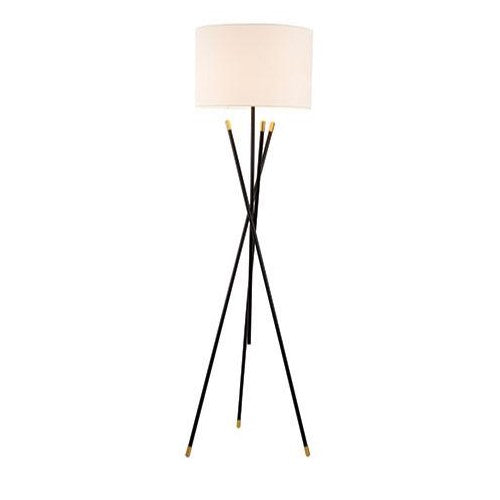 LONDON lampe de plancher noir et doré avec abat-jour blanc LL1888