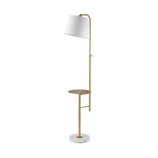 WINDSOR lampe de plancher doré et abat-jour blanc LL1929 | Luminaire Plus.ca