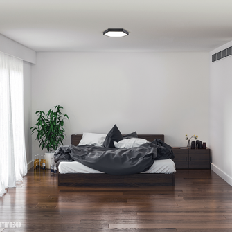 HEXOL luminaire plafonnier noir et verre blanc M12611OB | Luminaire Plus.ca