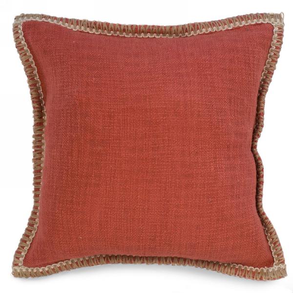 COUSSIN orangé bordure en jute 19 x 19 RK1388