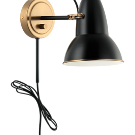 BUZZ luminaire mural noir et doré S08411AGBK | Luminaire Plus.ca