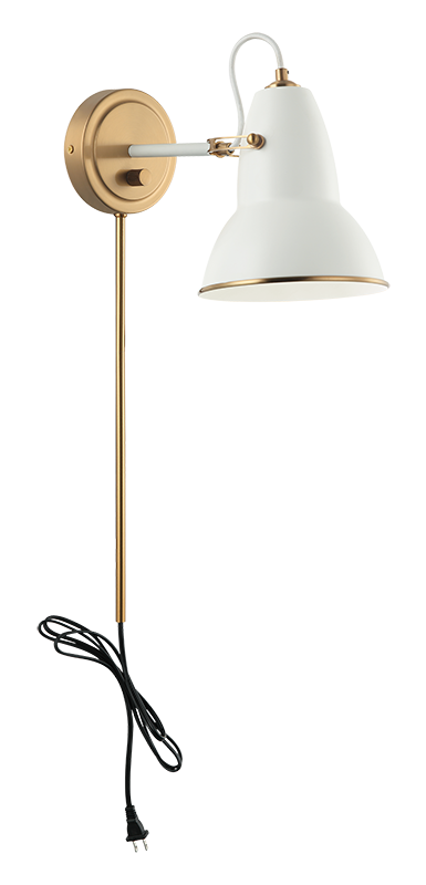 BUZZ luminaire mural blanc et doré S08411AGWH | Luminaire Plus.ca