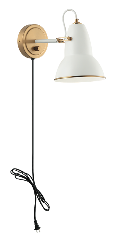 BUZZ luminaire mural blanc et doré S08411AGWH | Luminaire Plus.ca