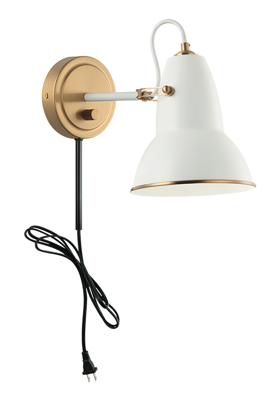 BUZZ luminaire mural blanc et doré S08411AGWH | Luminaire Plus.ca