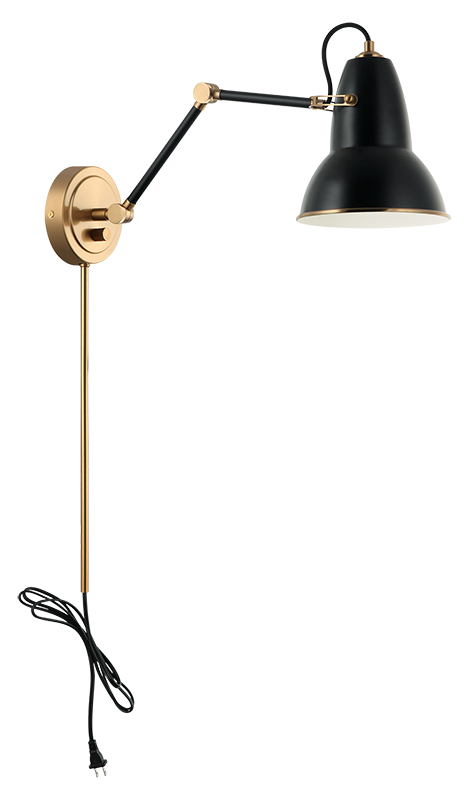 BUZZ luminaire mural noir et doré S08421AGBK | Luminaire Plus.ca