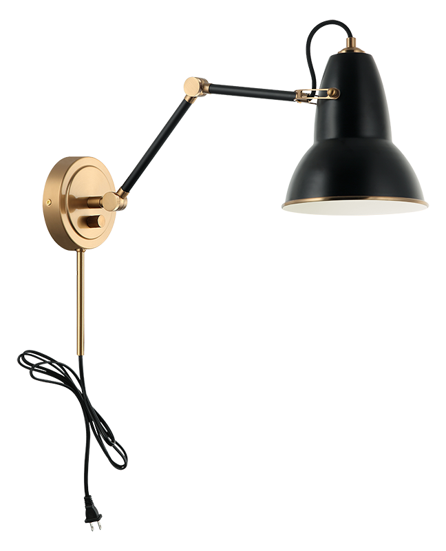 BUZZ luminaire mural noir et doré S08421AGBK | Luminaire Plus.ca