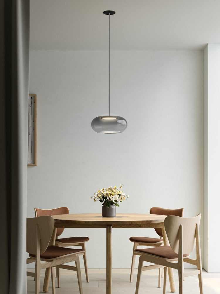TRINITY luminaire noir et verre fumé PD62014-BK/SM | Luminaire Plus.ca