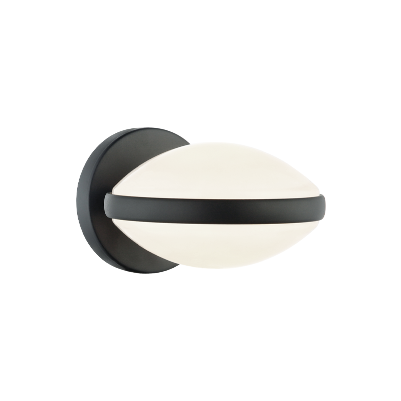 CHATOYANT luminaire mural noir et verre blanc W71501MB | Luminaire Plus.ca