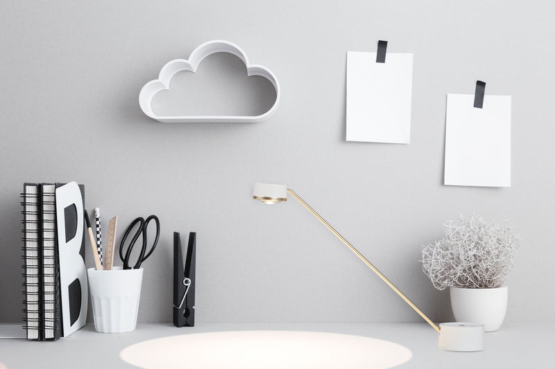 POLARIS lampe de table blanc et doré T140979-WHITE | Luminaire Plus.ca