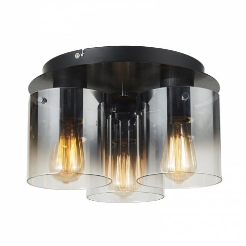 HENLEY luminaire plafonnier noir et verre fumé AC11524SM | Luminaire Plus.ca