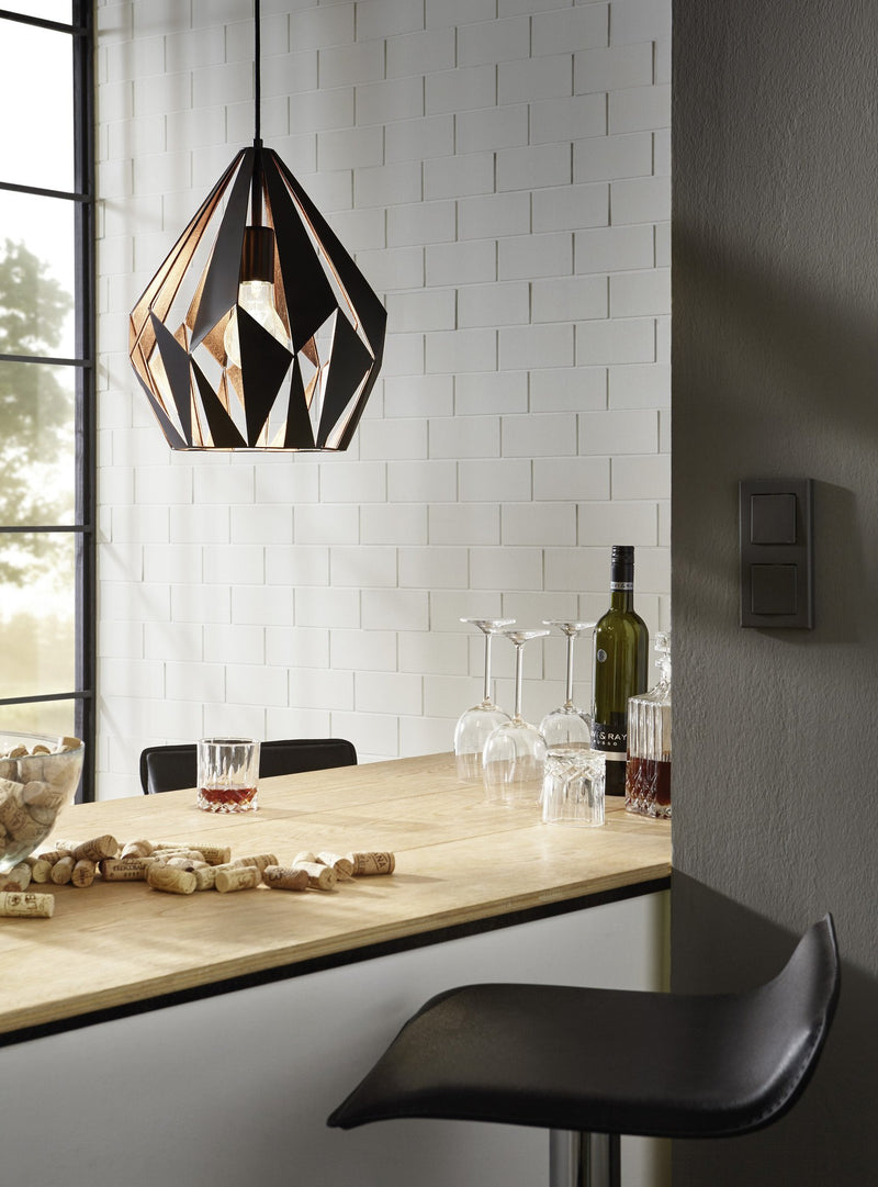 CARLTON I luminaire suspendu noir et nickel brossé 49255A | Luminaire Plus.ca