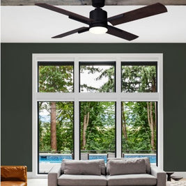 LOXLEY ventilateur noir et effet bois CF52LOX4BK | Luminaire Plus.ca