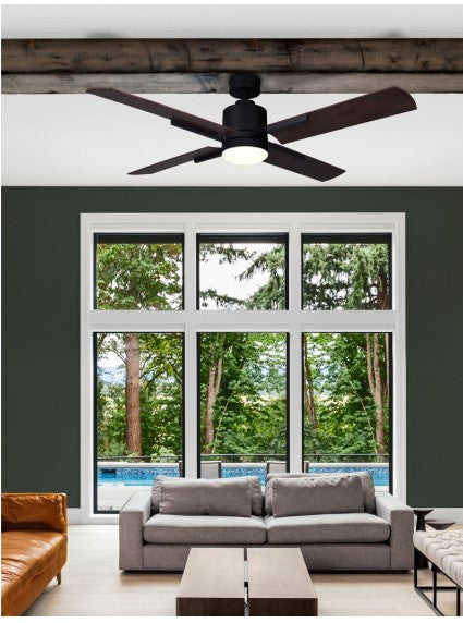 LOXLEY ventilateur noir et effet bois CF52LOX4BK | Luminaire Plus.ca