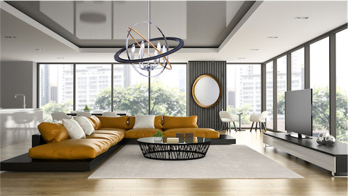 COSMIC luminaire suspendu bronze, chrome et doré CL15116