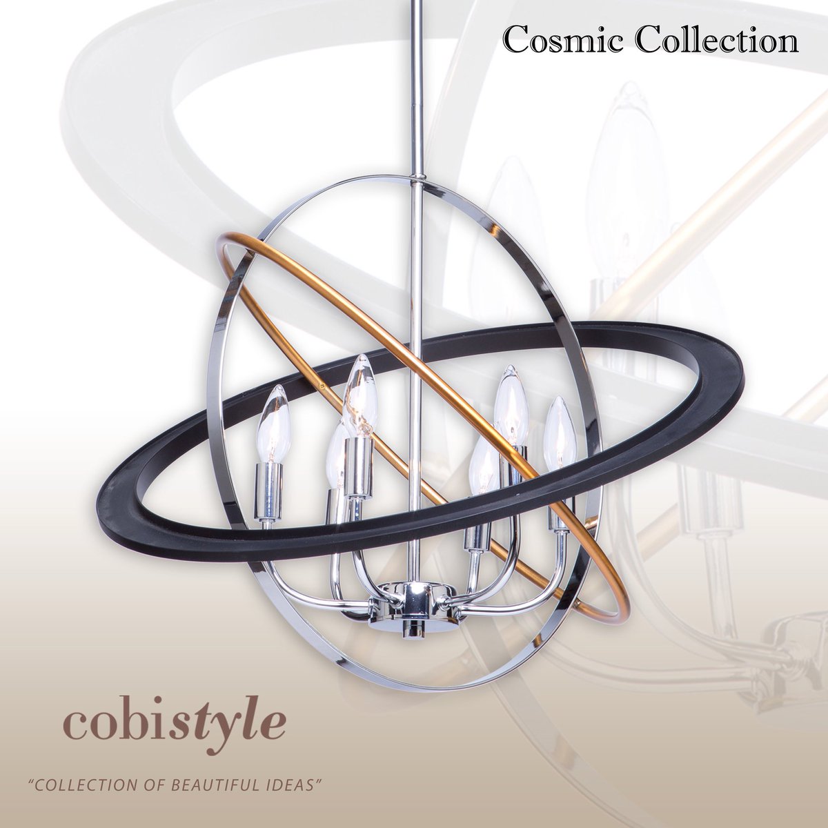 COSMIC luminaire bronze, chrome et doré CL15112 | Luminaire Plus.ca