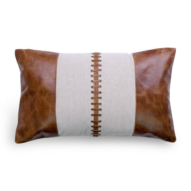 MATEO coussin lin et cuir 12 x 20 PA13729 | Luminaire Plus.ca