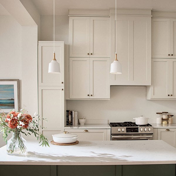 DANIKA luminaire suspendu blanc et bois 43682WH | Luminaire Plus.ca