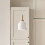 DANIKA luminaire suspendu blanc et bois 43682WH | Luminaire Plus.ca