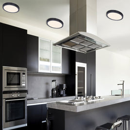 PLAFONNIER rond del intégré noir DL-15C-30FC-BK-C | Luminaire Plus.ca