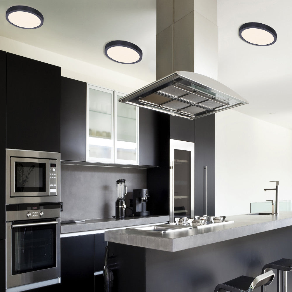 PLAFONNIER rond del intégré noir DL-15C-30FC-BK-C | Luminaire Plus.ca