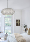 LUCA luminaire suspendu chrome en rotin 40385PCM