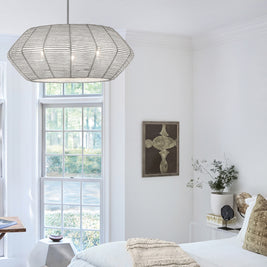 LUCA luminaire suspendu chrome en rotin 40385PCM | Luminaire Plus.ca