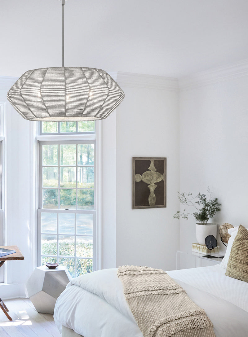 LUCA luminaire suspendu chrome en rotin 40385PCM