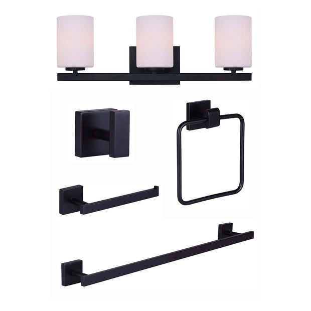 JAE ensemble d'accessoires pour salle de bain noir R5JAE-BK | Luminaire Plus.ca