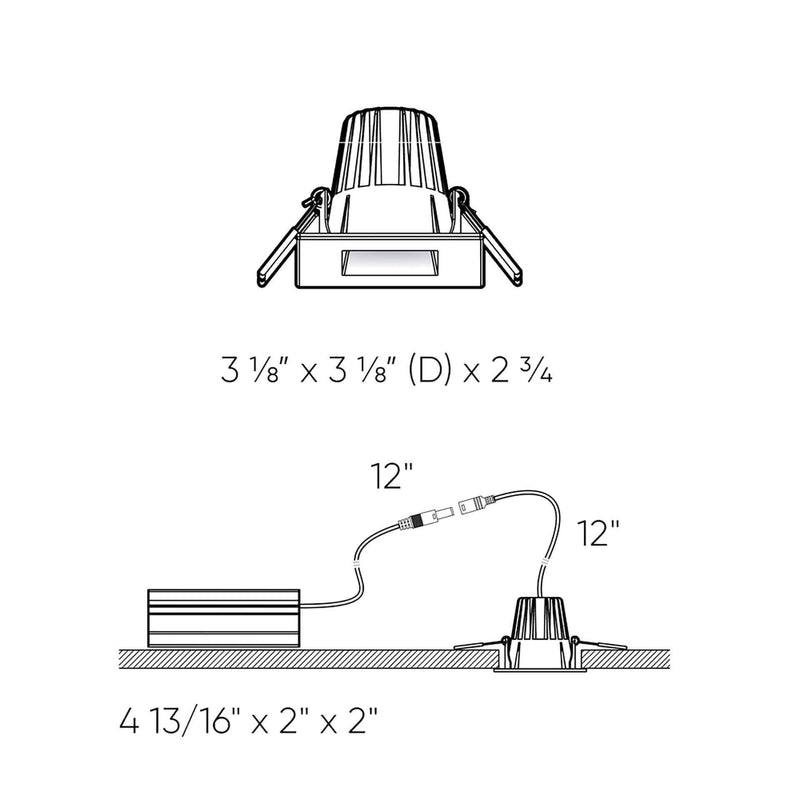 ENCASTRÉ régressé carré 2'' nickel brossé RGR2SQ-CC-SN | Luminaire Plus.ca