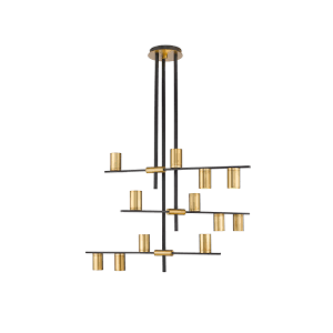 CALUMET luminaire suspendu noir et doré 814-12MB-OBR