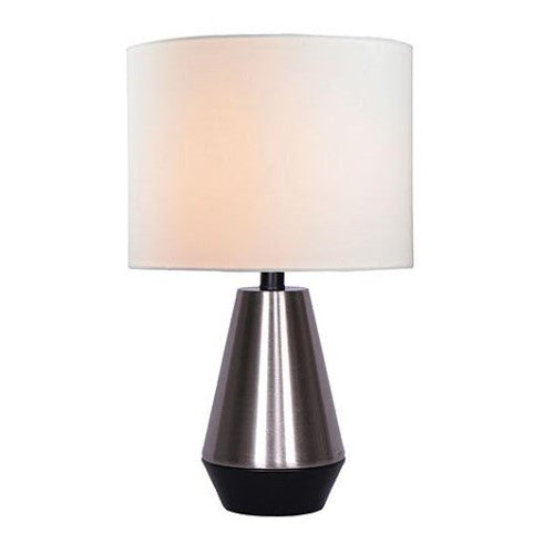 SIMONE lampe nickel brossé, noir et blanc LL1806 | Luminaire Plus.ca